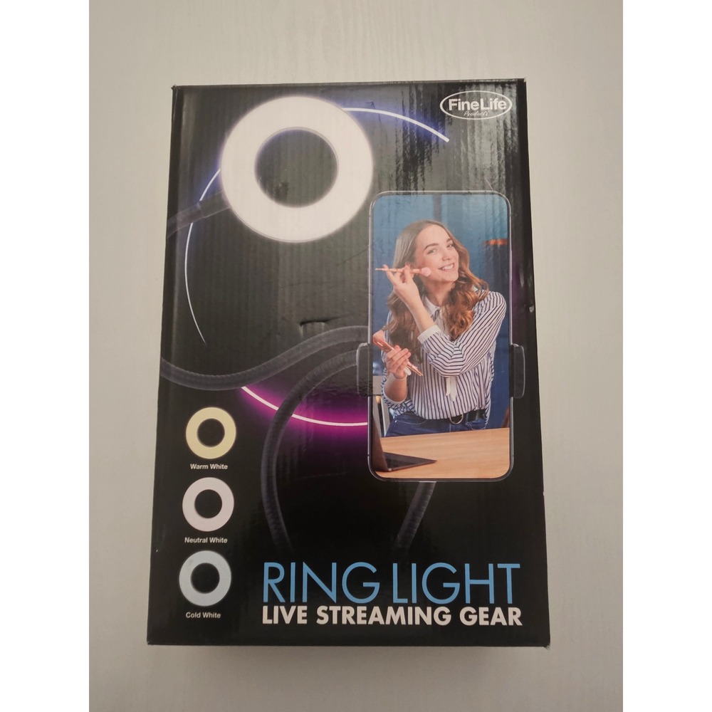 FineLife Live Stream Gear 3.5" LED Ring Light with Phone Holder & Clip-On Stand